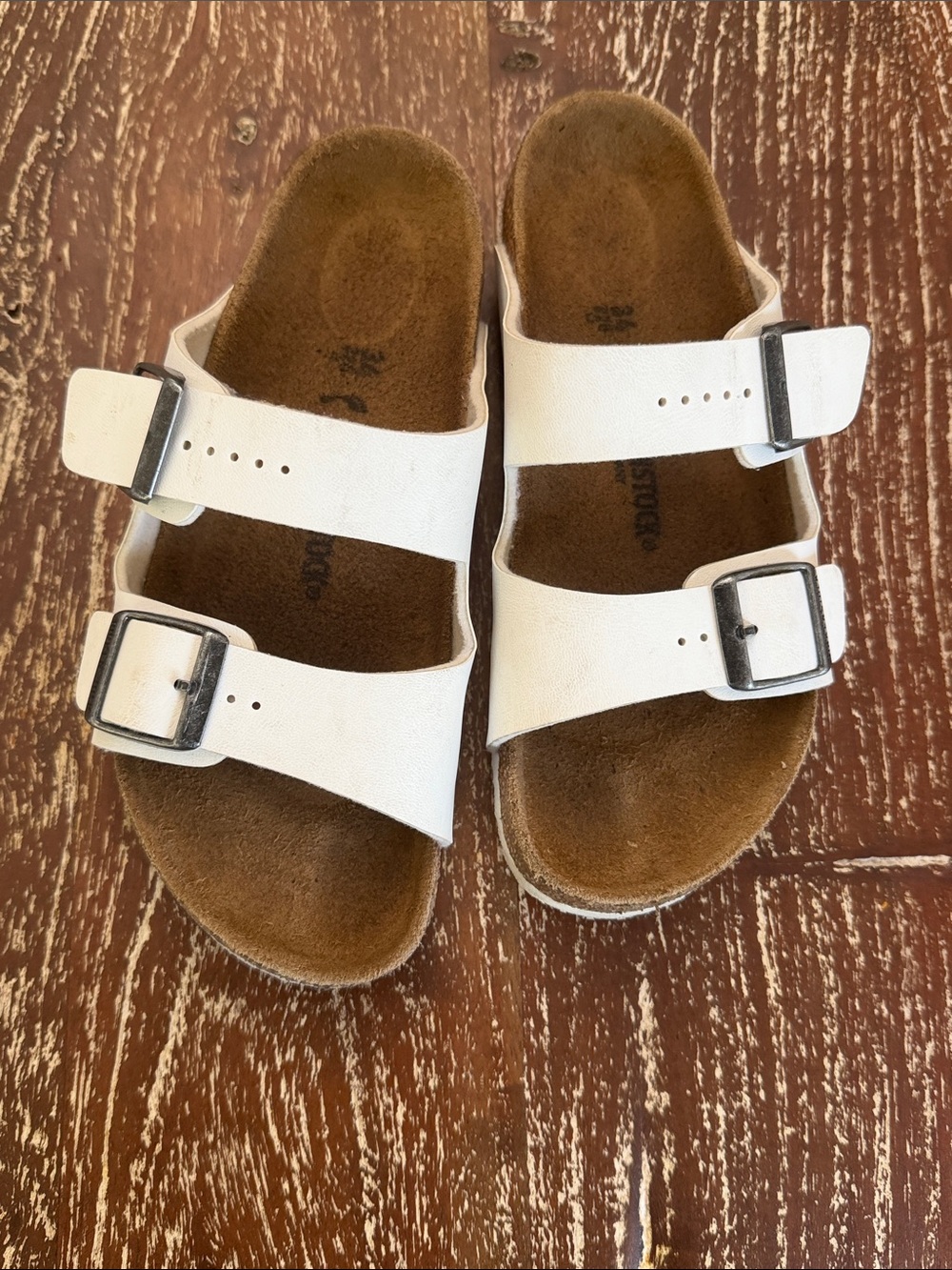 Birkenstock White Double-Band Adjustable Buckle Sandals
